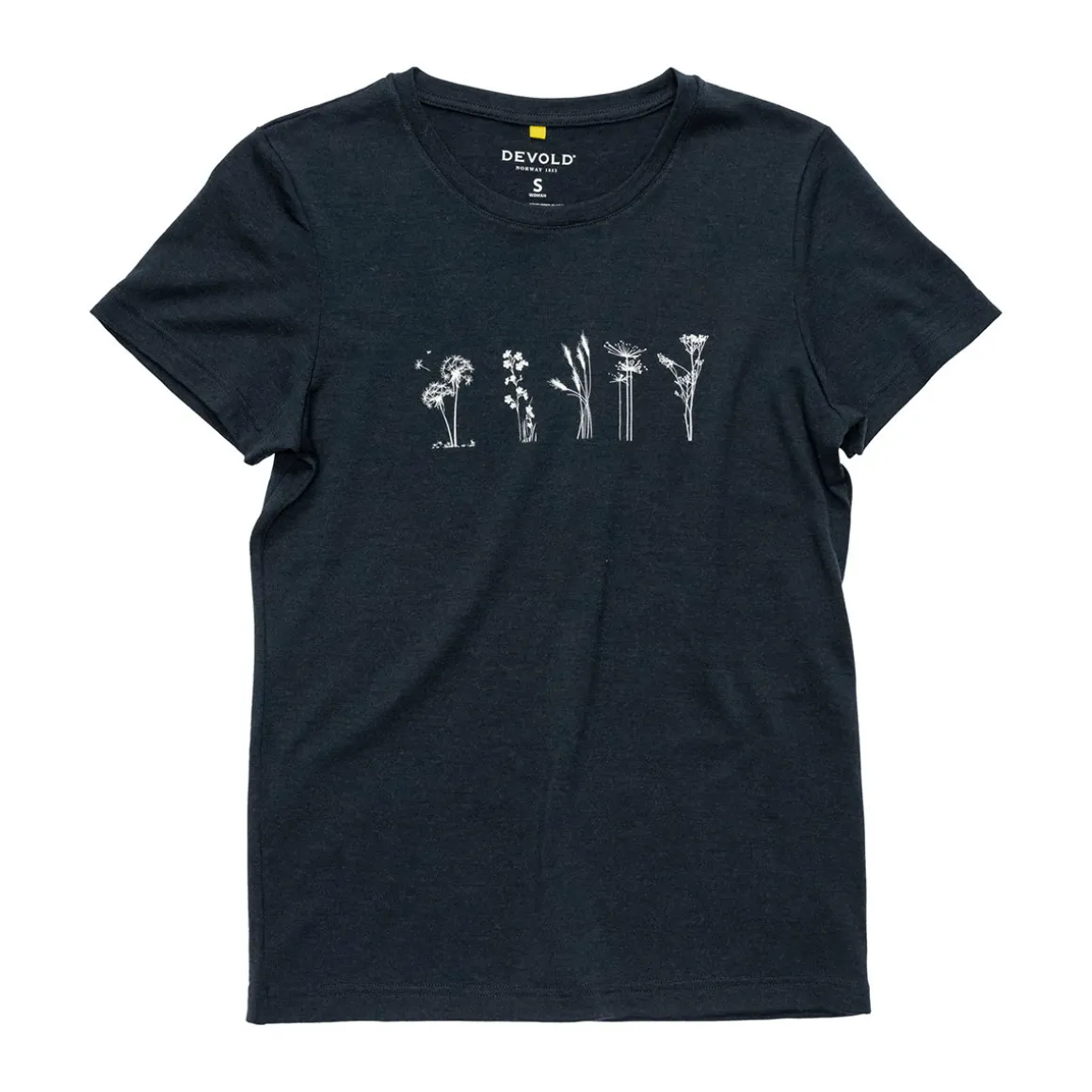 Devold Classic Merino 150 Flowers T-shirt, dame (Ink)