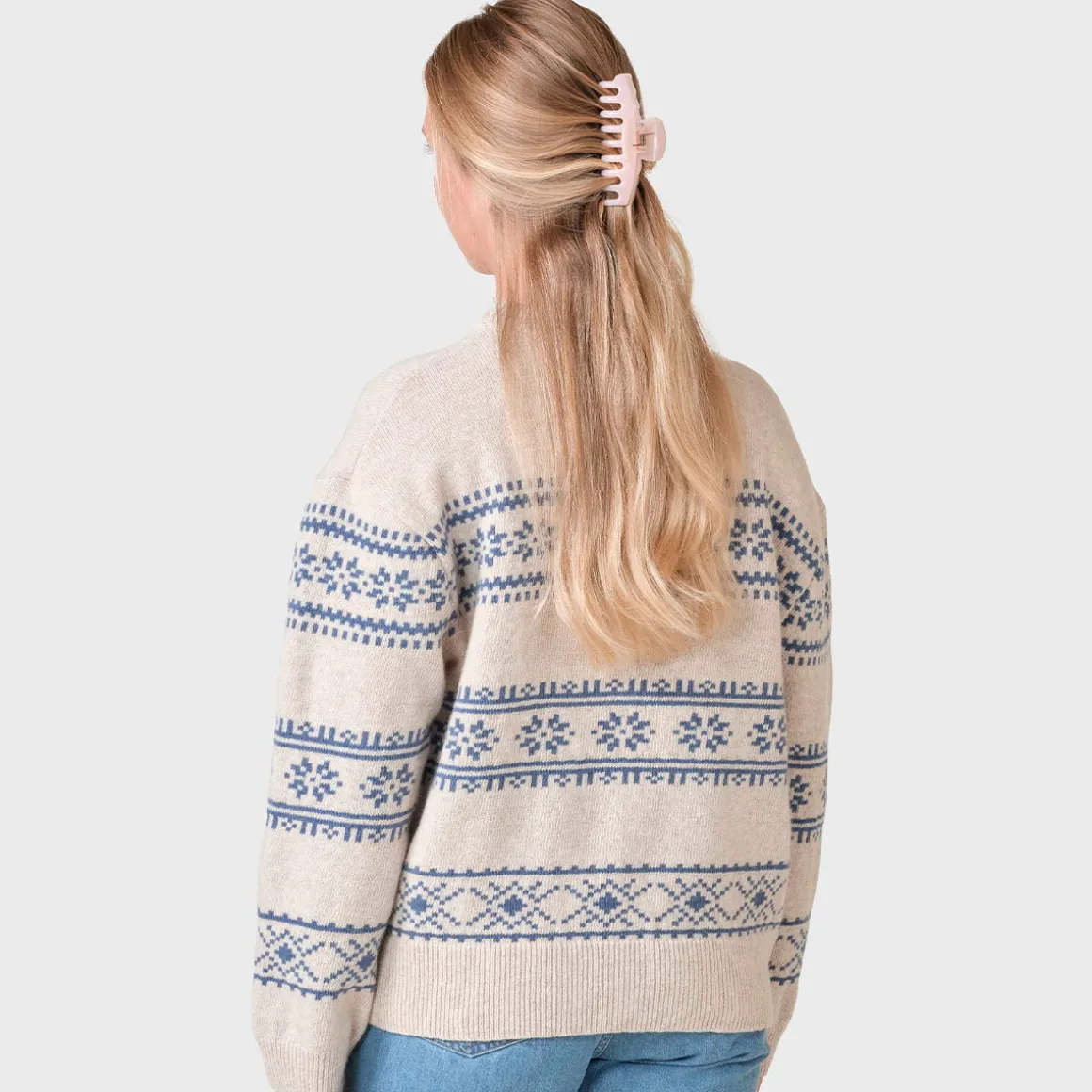 Klitmøller Collective Jette Knit striktrøje, dame (Pastel Sand Ocean)