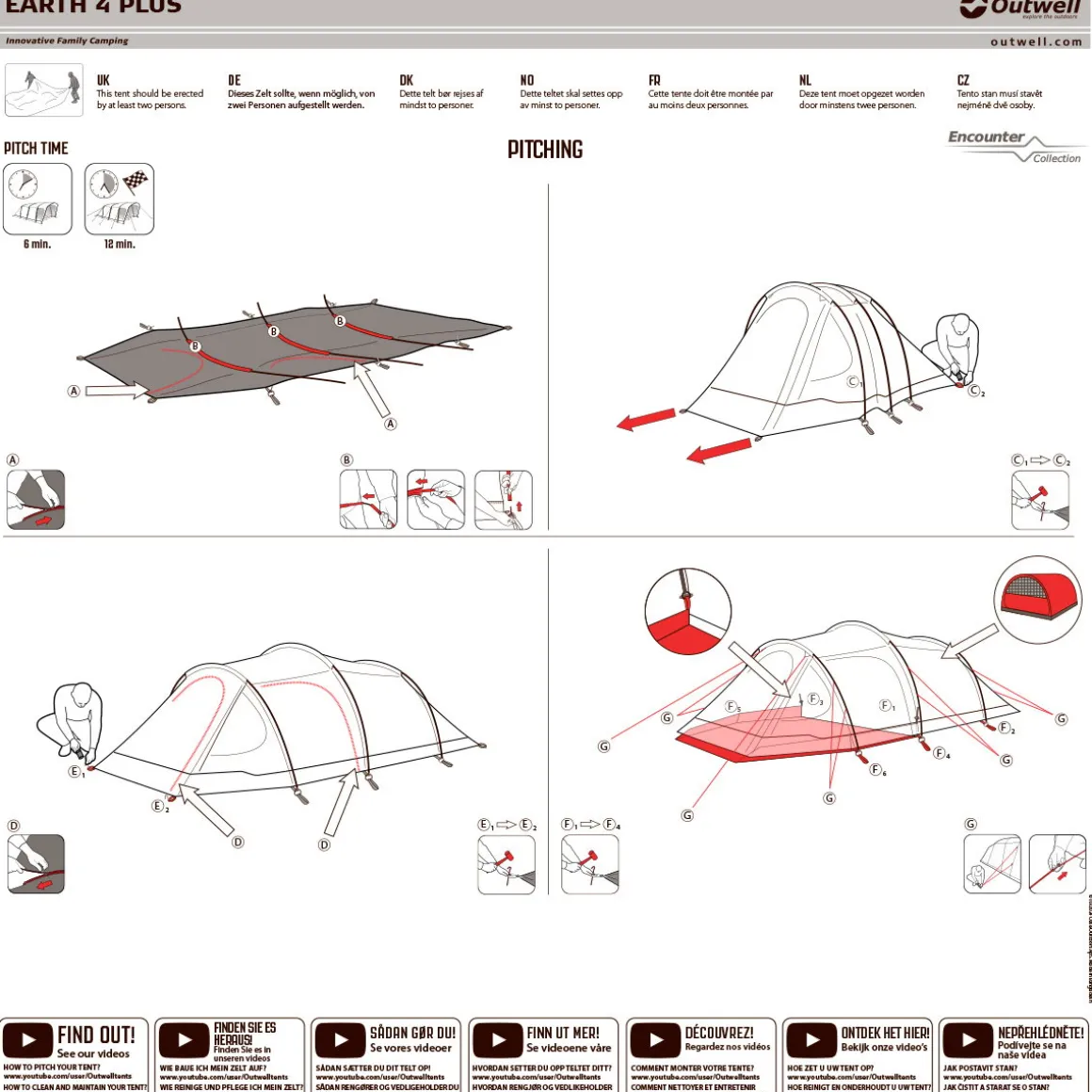 Outwell Earth 4 campingtelt, 4 personer