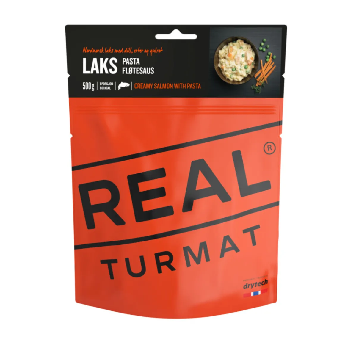 Real Turmat Laks med Pasta og Flødesovs