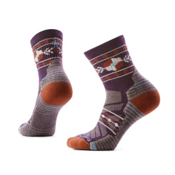 Smartwool Hike Light Cushion Retro Floral Mid Crew Vandresok, dame (Purple Iris)