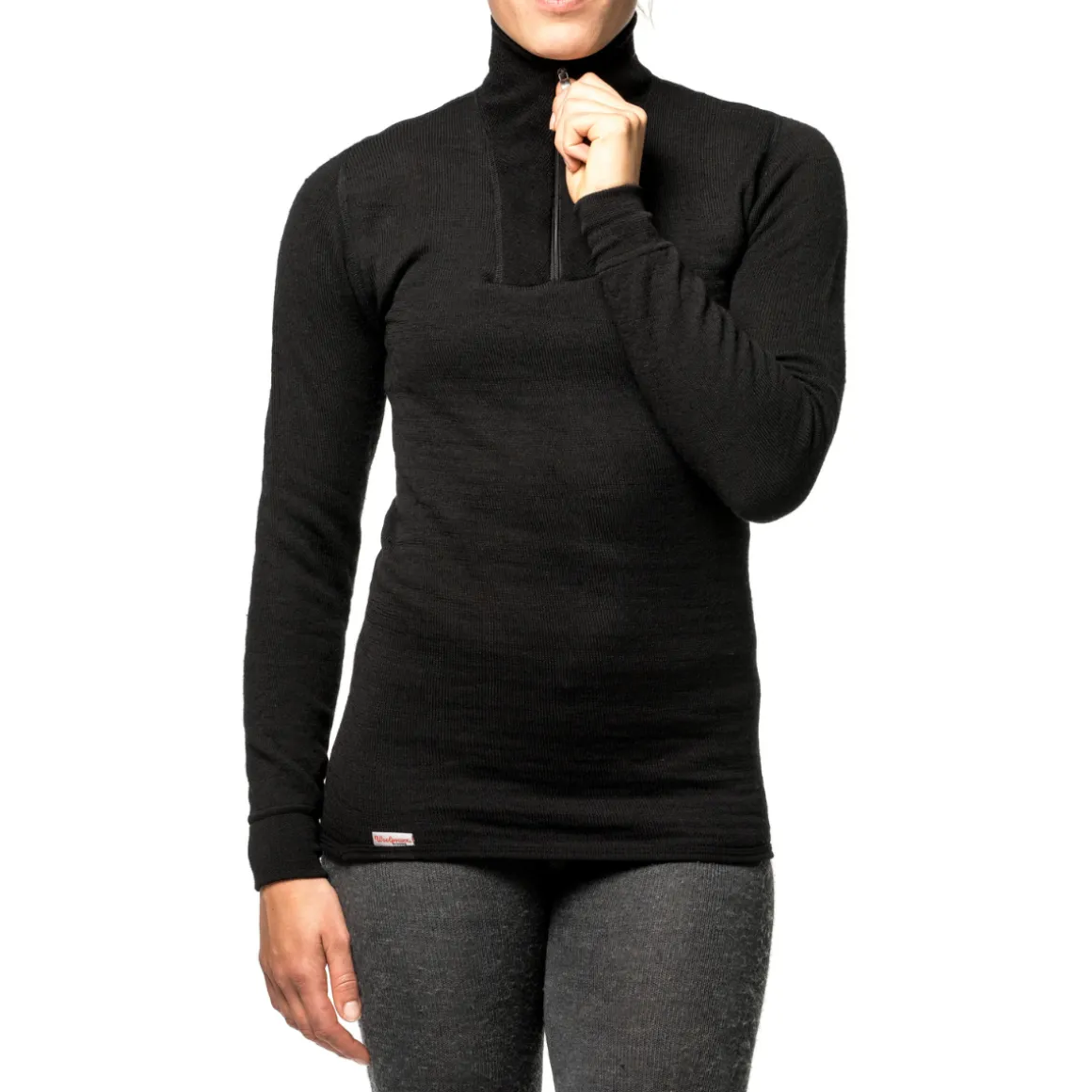 Woolpower Zip Turtleneck 200 uldundertrøje, unisex (Black)