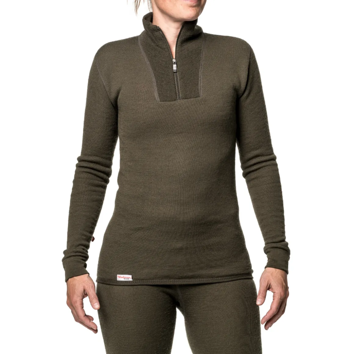 Woolpower Zip Turtleneck 200 uldundertrøje, unisex (Pine Green)