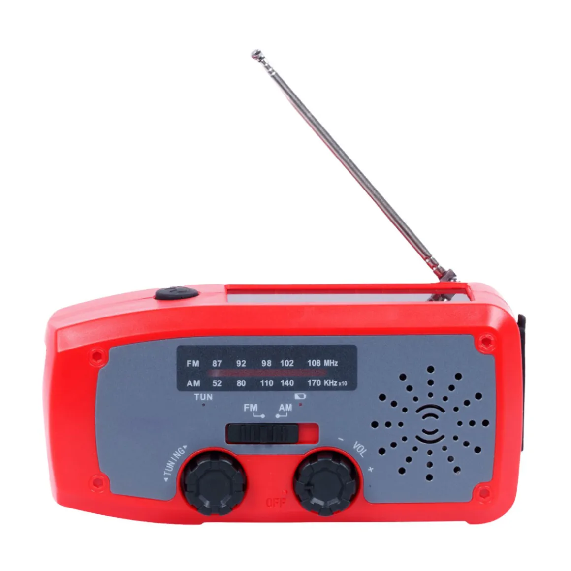 XCEED Solar Emergency Multi Radio 2000 mAh - nødradio med håndsving (Red)